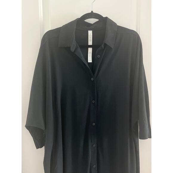 Lululemon Perfectly Poised Dress Button Front Oversized in Black Sz 10 - Picture 4 of 8